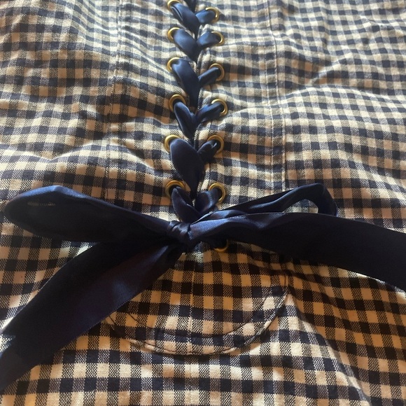 Checkered Dress with Lace-Up Detail - Picture 3 of 5